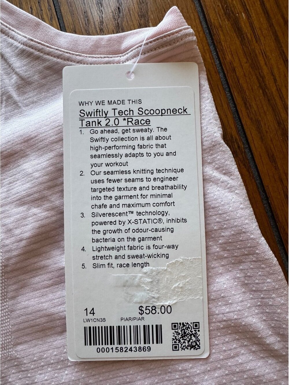 Lululemon Swiftly Tech Scoopneck Tank 2.0 Race Pink Pearl Size 14 NWT - Picture 4 of 5